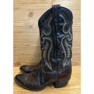 Vtg Tony Lamas Men's Sz 8‎ D Lizard Leather Boots Style 8575 Western Cowboy
